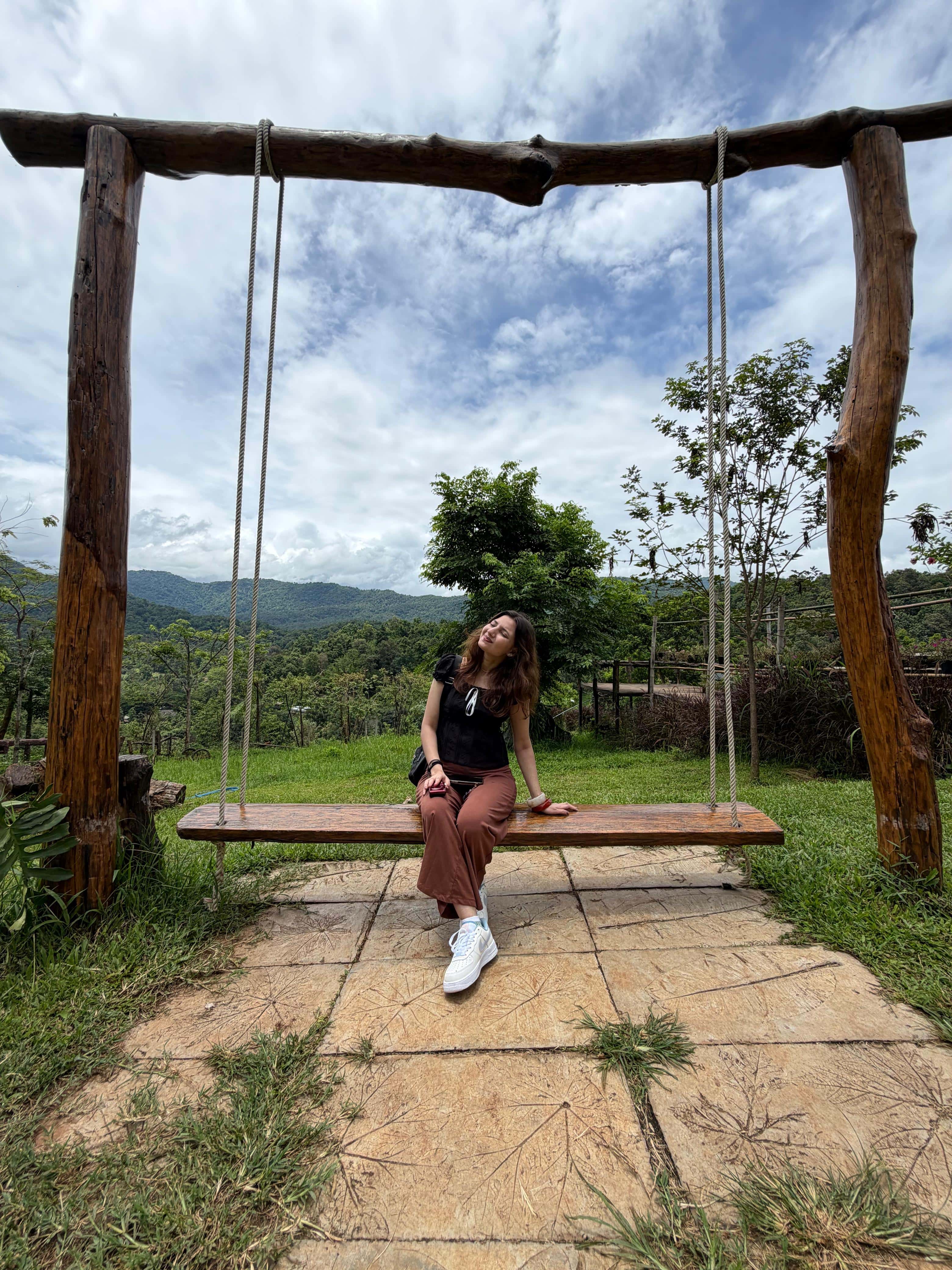 Mysbah enjoying a scenic travel setting